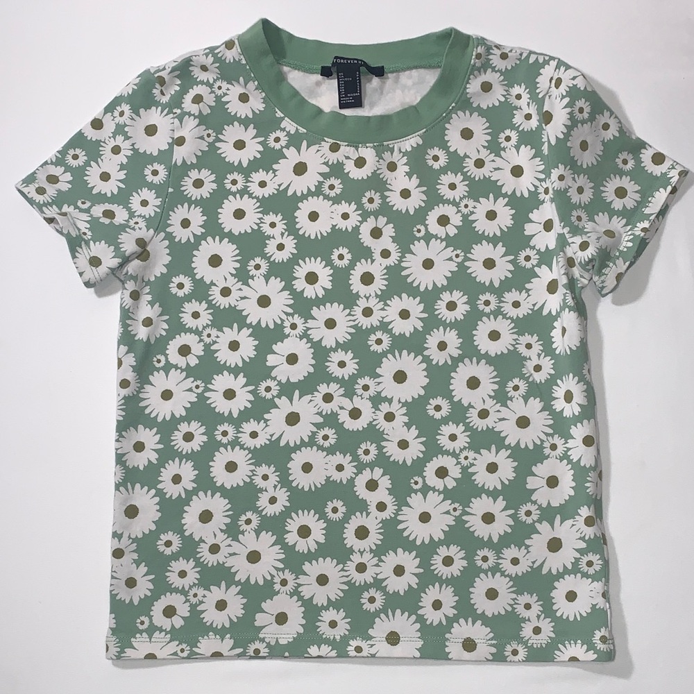 Forever 21 Daisy Print Crop Top - Size Small